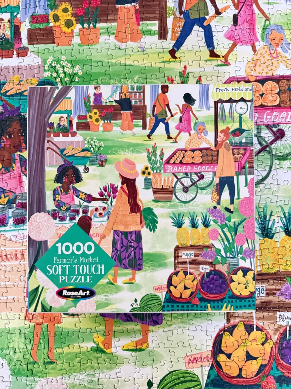 RoseArt 1000-Piece Farmers Market Soft Touch Puzzle - Colorful Multicolor